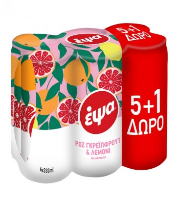 ΕΨΑ PINK GRAPEFRUIT&LEMON ΚΟΥΤΙ 330ml 4X6pack 5+1 ΔΩΡΟ