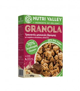 NUTRI VALLEY GRANOLA ΜΕ ΣΟΚΟΛΑΤΑ ΓΑΛΑΚΤΟΣ 30% ΛΙΓ. ΖΑΧΑΡΗ 10X450gr