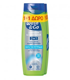 WASH & GO ΣΑΜΠΟΥΑΝ ΑΝΔΡ. 2ΣΕ1 ΑΝΤΙΠΙΤΥΡΙΔΙΚΟ 2Χ360ml 1+1 ΔΩΡΟ Χ6