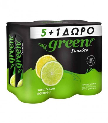 GREEN ΓΚΑΖΟΖΑ ΚΟΥΤΙ 0% ΖΑΧΑΡΗ 5+1 ΔΩΡΟ 330ml 4X6pack