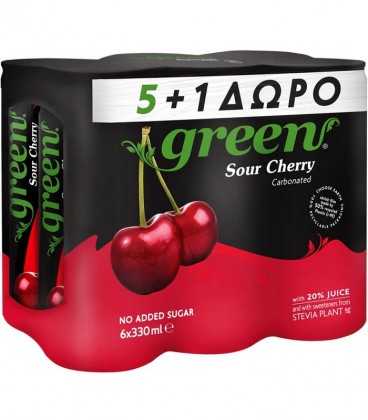GREEN ΒΥΣΣΙΝΑΔΑ ΚΟΥΤΙ 0% ΖΑΧΑΡΗ 5+1 ΔΩΡΟ 330ml 4X6pack