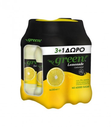 GREEN ΛΕΜΟΝΑΔΑ PET 0% ΖΑΧΑΡΗ 3+1 ΔΩΡΟ 330ml 6X4pack