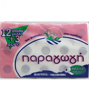 ΠΑΡΑΓΩΓΗ ΧΑΡΤΙ ΥΓΕΙΑΣ 15ΑΡΙ 2Φ. 85gr (12+3 ΡΟΛΑ ΔΩΡΟ) Χ 6