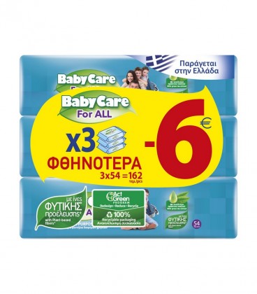 BABYCARE FOR ALL ΜΩΡΟΜΑΝΤΗΛΑ 3Χ54Τ -6.00€ X 6