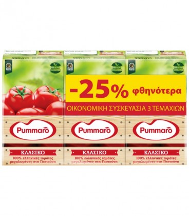 PUMMARO PASSATA ΣΥΜΠ/ΝΟΣ ΧΥΜΟΣ ΤΟΜΑΤΑΣ 16Χ(3Χ250gr) -25% ΦΘΗΝΟΤΕΡΑ