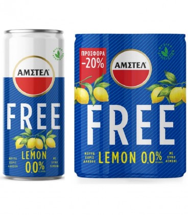 AMSTEL ΜΠΥΡΑ FREE 0% LEMON ΚΟΥΤΙ 330ml 6X4pack -20% ΠΡΟΣΦΟΡΑ