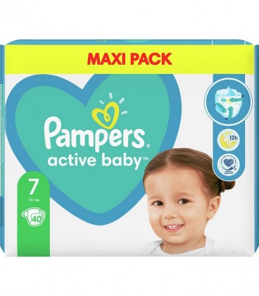 PAMPERS ACTIVE BABY MAXI PACK No7 15+kg 40T X2