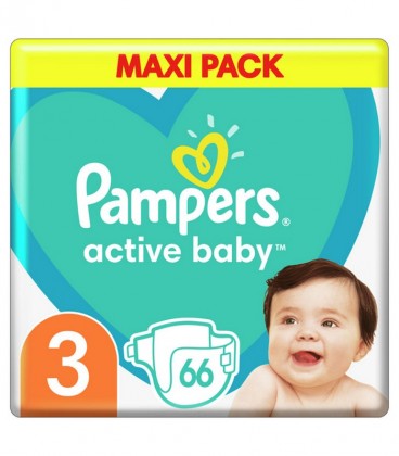 PAMPERS ACTIVE BABY MAXI PACK No3 6-10kg 66T X3