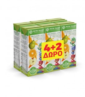 NUTRI VALLEY PJ MASKS ΧΥΜΟΣ ΜΗΛΟ-ΠΟΡΤΟΚΑΛΙ-ΑΧΛΑΔΙ 250ml 5Χ 4+2 ΔΩΡΟ