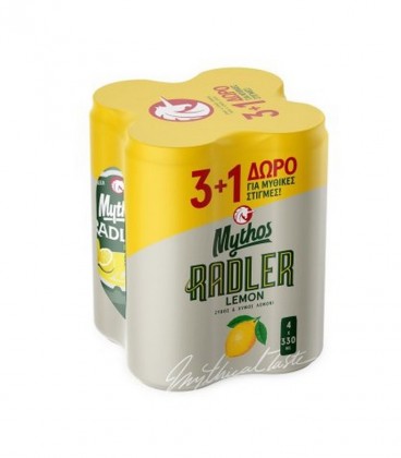 MYTHOS RADLER LEMON ΜΠΥΡΑ ΚΟΥΤΙ 330ml 3+1 6X4pack