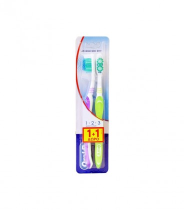ORAL-B ΟΔΟΝΤΟΒΟΥΡΤΣΑ 1-2-3 SHINY CLEAN MEDIUM 6X 1+1 ΔΩΡΟ