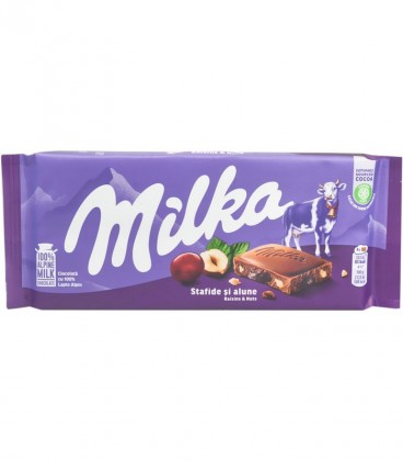 MILKA ΣΟΚΟΛΑΤΑ RAISIN&NUT-ΣΤΑΦΙΔΕΣ 22Χ100gr