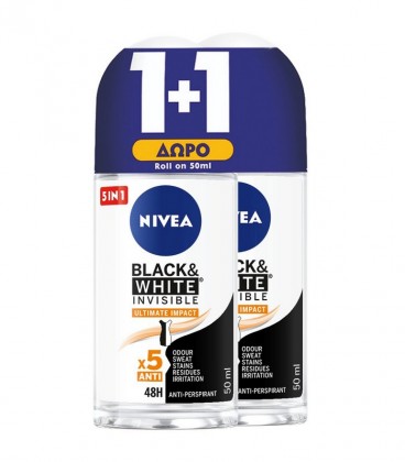 NIVEA DEO ROLL-ON ΓΥΝ.BLACK&WHITE INV.50ml 6X 1+1