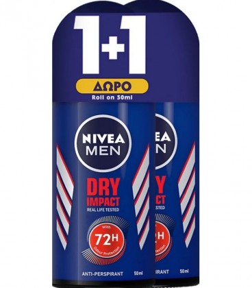NIVEA DEO ROLL-ON ΑΝΔΡ.DRY IMPACT 50ml 6X 1+1