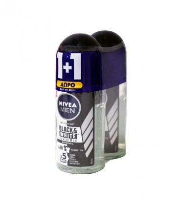 NIVEA DEO ROLL-ON ΑΝΔΡ.BLACK&WHITE INVISIBLE ORIGINAL 50ml 6X 1+1