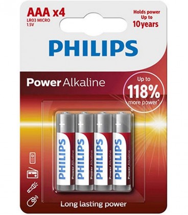 PHILIPS ΜΠΑΤΑΡΙΑ ΑΛΚΑΛΙΚΗ ΑΑA-LR03 4ΑΔΑ 1,5V Χ24
