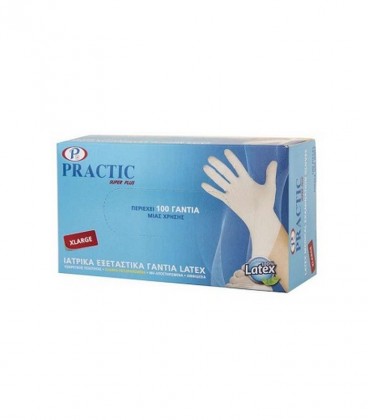 ΓΑΝΤΙΑ LATEX 100Τ X-LARGE PRACTIC ΕΛΑΦΡΙΑ ΠΟΥΔΡΑ Χ 10ΤΕΜ