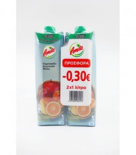 ΑΜΙΤΑ ΧΥΜΟΣ ΠΟΡΤΟΚΑΛΙ-ΒΕΡΙΚΟΚΟ-ΜΗΛΟ 6X(2Χ1lt) -0,30€