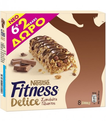 FITNESS BARS DELICE ΣΟΚ.ΓΑΛΑΚΤΟΣ 16Χ(6+2)Χ22.5gr