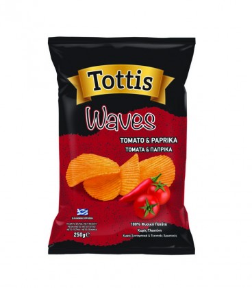 TOTTIS WAVES CHIPS ΝΤΟΜΑΤΑ-ΠΑΠΡΙΚΑ 10X250gr