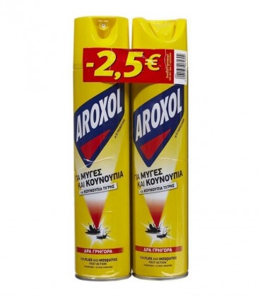 AROXOL ΕΝΤΟΜΟΚΤΟΝΟ SPRAY ΜΥΓΕΣ&ΚΟΥΝΟΥΠΙΑ 12Χ(2Χ300ml) -2,50€