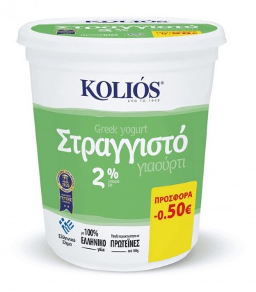 ΚΟΛΙΟΣ ΓΙΑΟΥΡΤΙ ΣΤΡΑΓΓΙΣΤΟ 2% 6Χ850gr -0,50€