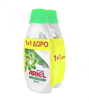 ARIEL ΥΓΡΟ ΠΛΥΝΤΗΡΙΟΥ MOUNTAIN SPRING 26Μ 1430ml 1+1 ΔΩΡΟ X2 ΣΕΤ/ΚΙΒ