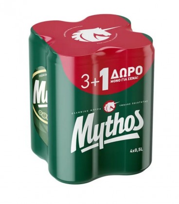 MYTHOS ΜΠΥΡΑ ΚΟΥΤΙ 500ml 3+1 6X4pack