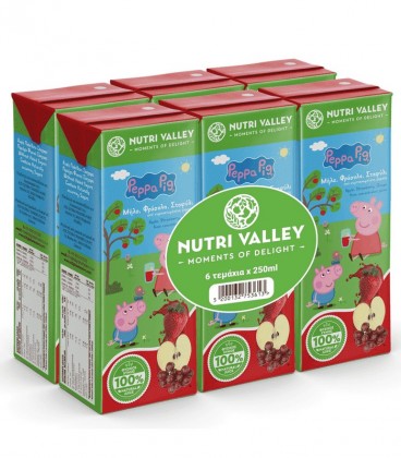 NUTRI VALLEY PEPPA ΧΥΜΟΣ ΦΡΑΟΥΛΑ-ΜΗΛΟ-ΣΤΑΦΥΛΙ 250ml 6pack Χ5