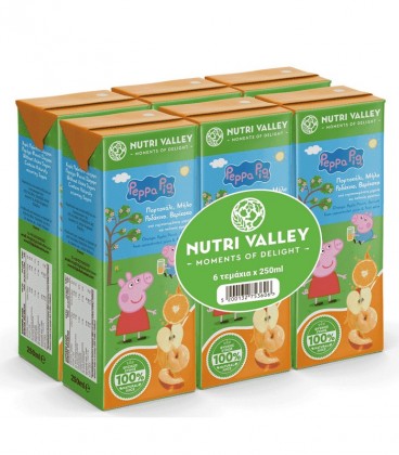 NUTRI VALLEY PEPPA ΧΥΜΟΣ ΜΗΛΟ-ΠΟΡΤΟΚΑΛΙ-ΡΟΔΑΚΙΝΟ-ΒΕΡΥΚΟΚΟ 250ml 6pack Χ5