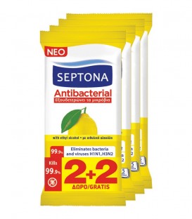 SEPTONA ΜΑΝΤΗΛΑΚΙΑ ΑΝΤΙΒ/ΚΑ ΛΕΜΟΝΙ 15Τ 2+2 ΔΩΡΟ Χ12