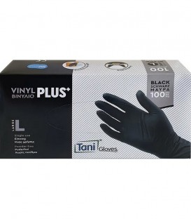 ΓΑΝΤΙΑ ΒΙΝΥΛΙΟΥ PLUS TANI ΜΑΥΡΑ LARGE ΧΩΡΙΣ ΠΟΥΔΡΑ 100Τ X10