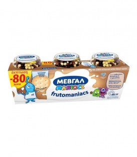 ΜΕΒΓΑΛ FRUTOMANIACS ΜΠΙΣΚΟΤΟ & ΣΟΚΟΛΑΤΑ (3Χ140gr) -0,80€