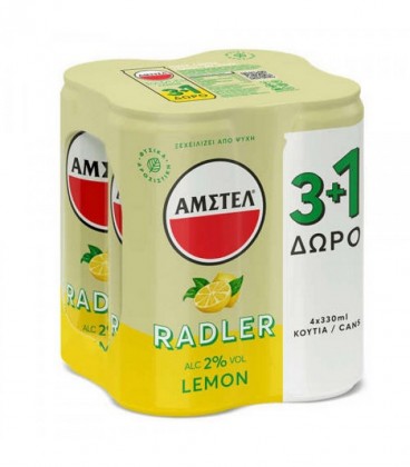 AMSTEL ΜΠΥΡΑ RADLER ΚΟΥΤΙ 330ml 6Χ4pack 3+1 ΔΩΡΟ