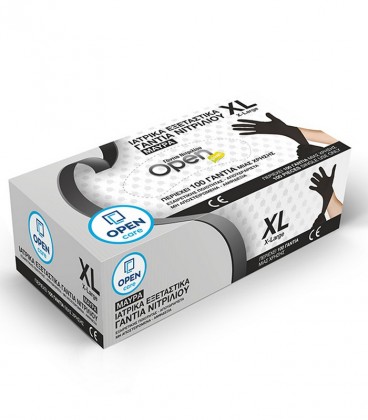 ΓΑΝΤΙΑ ΝΙΤΡΙΛΙΟΥ OPEN ΜΑΥΡΑ XLARGE ΧΩΡΙΣ ΠΟΥΔΡΑ 100Τ X10