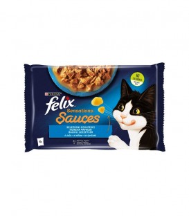FELIX ΤΡΟΦΗ ΓΑΤΑΣ ΣΕ ΖΕΛΕ (ΣΕΤ 4Χ85gr) ΣΟΛΩΜΟ-ΣΑΡΔΕΛΑ 12Χ340gr