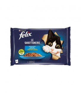 FELIX ΤΡΟΦΗ ΓΑΤΑΣ ΣΕ ΖΕΛΕ (ΣΕΤ 4Χ85gr) ΣΟΛΩΜΟ-ΤΟΝΟ 12Χ340gr