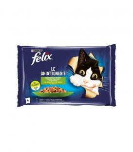 FELIX ΤΡΟΦΗ ΓΑΤΑΣ ΣΕ ΖΕΛΕ (ΣΕΤ 4Χ85gr) ΒΟΔΙΝΟ&ΚΑΡΟΤΟ,ΚΟΤΟΠΟΥΛΟ&ΝΤΟΜΑΤΑ 12Χ340gr