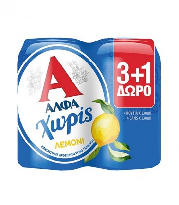 ΑΛΦΑ ΜΠΥΡΑ ΚΟΥΤΙ ΧΩΡΙΣ ΑΛΚΟΟΛ ΛΕΜΟΝΙ 330ml 6Χ4pack 3+1 ΔΩΡΟ