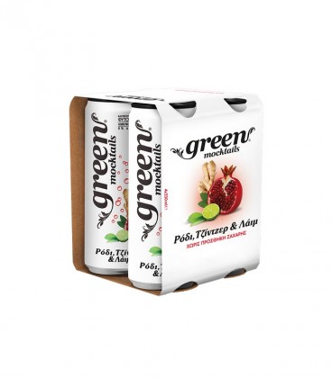 GREEN MOCKTAILS ΚΟΥΤΙ 0% ΖΑΧΑΡΗ ΡΟΔΙ-ΤΖΙΝΤΖΕΡ-ΛΑΪΜ 330ml 6X4pack