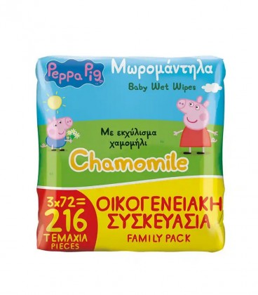 PEPPA PIG ΜΩΡΟΜΑΝΤΗΛΑ ΧΑΜΟΜΗΛΙ 3X72Τ FAMILY PACK Χ12