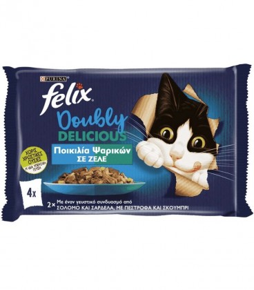 FELIX ΤΡΟΦΗ ΓΑΤΑΣ ΥΓΡΗ ΣΕ ΖΕΛΕ (4Χ85gr) ΠΟΙΚΙΛΙΑ ΨΑΡΙΩΝ 12Χ340gr