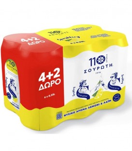 ΣΟΥΡΩΤΗ ΑΝΘΡΑΚΟΥΧΟ ΝΕΡΟ ΛΕΜΟΝΙ&ΛΑΪΜ ΚΟYTI 330ml 4X6pack 4+2