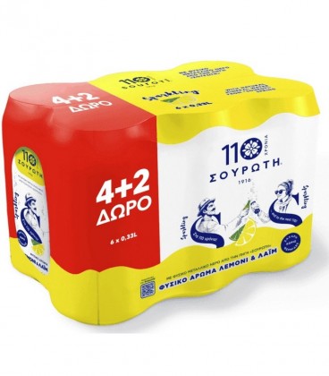 ΣΟΥΡΩΤΗ ΑΝΘΡΑΚΟΥΧΟ ΝΕΡΟ ΛΕΜΟΝΙ&ΛΑΪΜ ΚΟYTI 330ml 4X6pack 4+2 ΔΩΡΟ