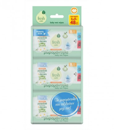 FRESH CARE ΜΩΡΟΜΑΝΤΗΛΑ TRAVEL SIZE 6packX8T ALOE VERA X30
