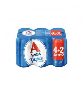 ΑΛΦΑ ΜΠΥΡΑ ΚΟΥΤΙ ΧΩΡΙΣ ΑΛΚΟΟΛ 330ml 4+2 4Χ6pack
