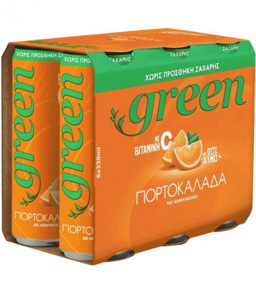 GREEN ΠΟΡΤΟΚΑΛΑΔΑ ΚΟΥΤΙ 0% ΖΑΧΑΡΗ 330ml 4X6pack