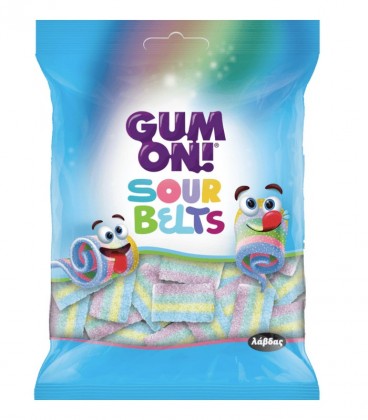 ΙΟΝ ΚΑΡΑΜΕΛΕΣ LAVDAS GUM ON SOUR BELTS RAINBOW ΣΑΚ.16Χ70gr