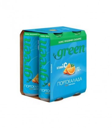 GREEN ΠΟΡΤΟΚΑΛΑΔΑ ΚΟΥΤΙ ΧΩΡΙΣ ΑΝΘΡΑΚΙΚΟ 0% ΖΑΧΑΡΗ 330ml 6X4pack