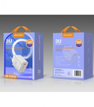 ABODOS AS-CS253 ΦΟΡΤΙΣΤΗΣ ΠΥΡΙΜΑΧΟΣ USB 5V 3.6A 3U CHARGER